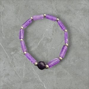 Amethyst Beaded Stretchy Bracelet